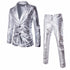 Shiny Slim Fit Men's 2-Piece Party Suit Set for Wedding and Prom